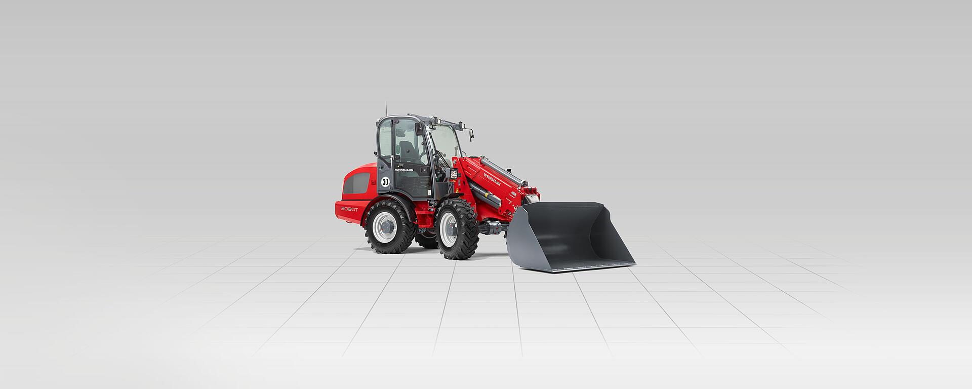 Weidemann telescopic wheel loader 3080T cabin with round light cargo bucket, Studio