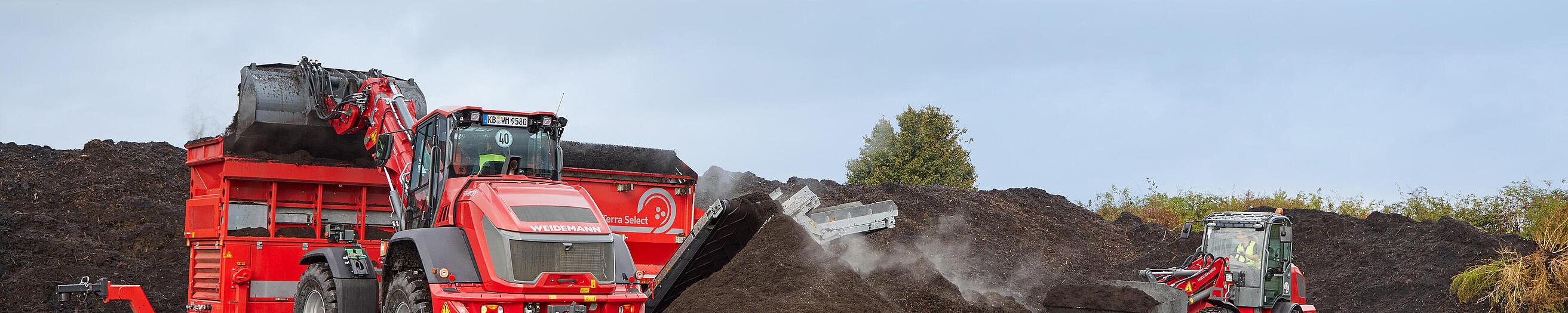 Weidemann tele wheel loader 9580T and wheel loader 5080 in use