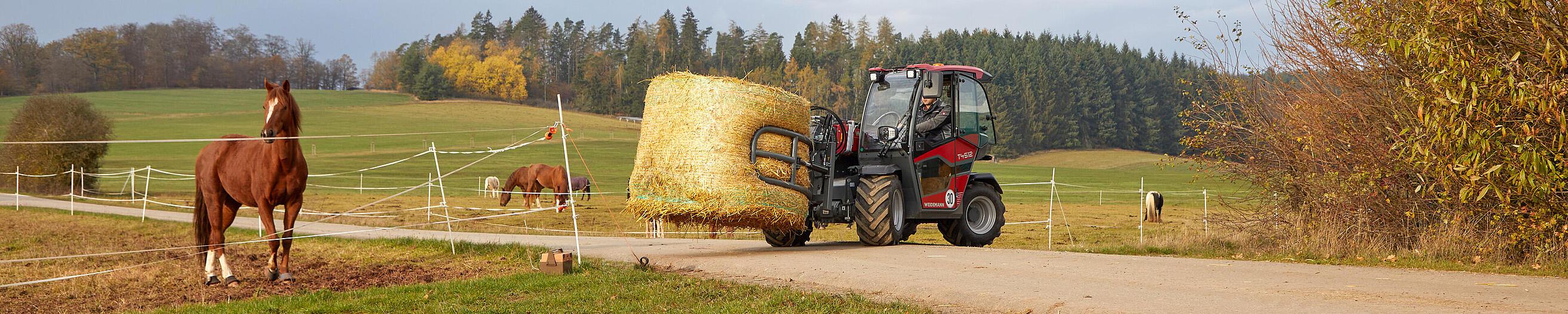 Teleskoplader T4512 im Einsatz mit Ballenzange